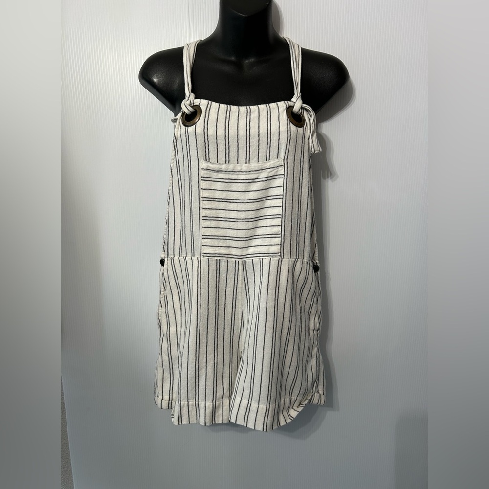 Altar’d State Striped Short Overalls Romper Size Small